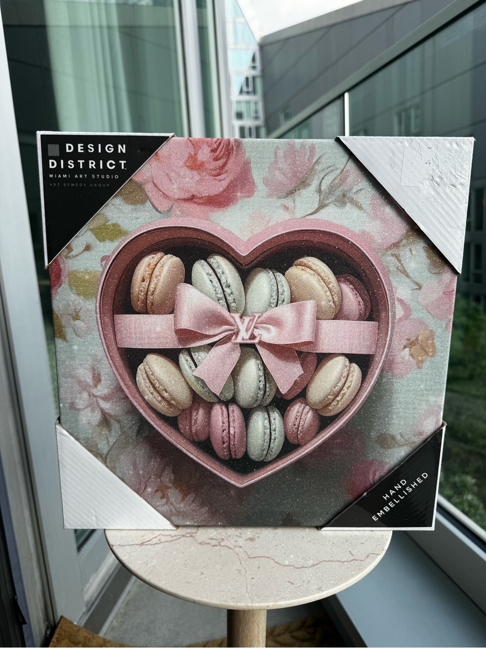 Design District Pink Heart Macarons Wall Art